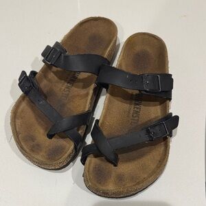 Birkenstock Black and Tan Footbed Sandals